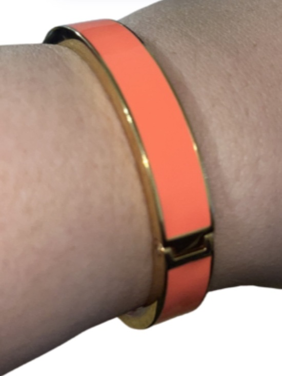 J. Crew Jewelry - J. Crew Apricot Enamel & Gold-tone Hinged Bangle Bracelet, 6.5”-7” Wrist